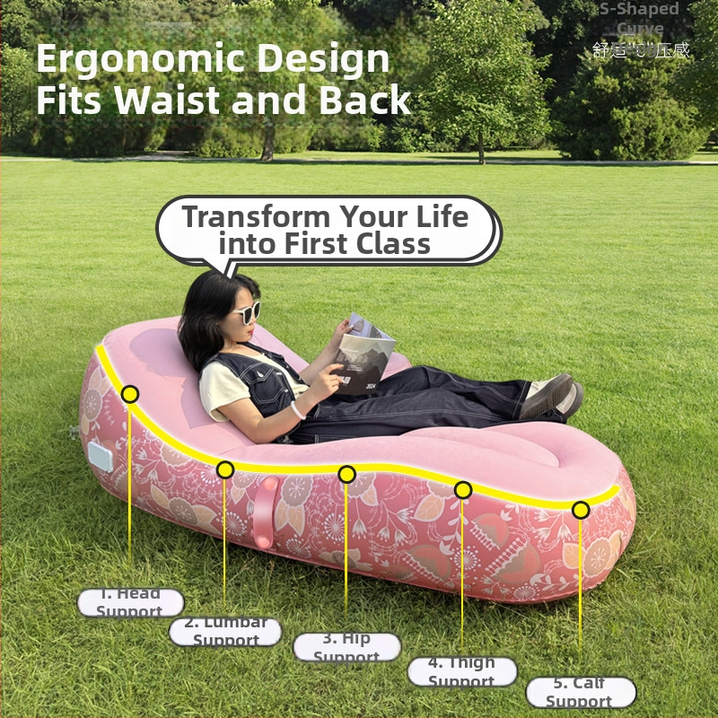 Anbelstyle Automatická nafukovacia vonkajšia jednosedová sklápacia pohovka s elektrickou vzduchovou pumpou, PVC+flocking, nosnosť 150 kg