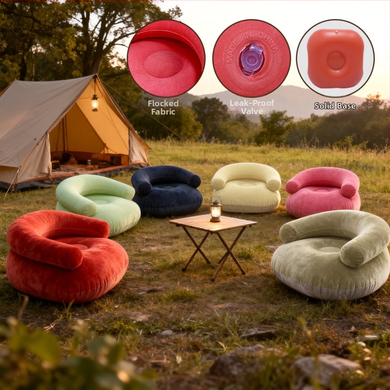 Naduvani kauč s plišanim PVC-om, s naslonicama i naslonom, prenosiv za unutarnju i vanjsku upotrebu, Model CQSF, 1,3 kg, Marka Wonderful