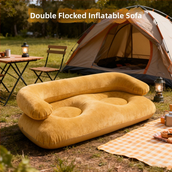 Vanjski napuhani kauč, U-oblik, s plišastim površinskim slojem, PVC materijal, model Y032, debljina 0.25–0.30 mm