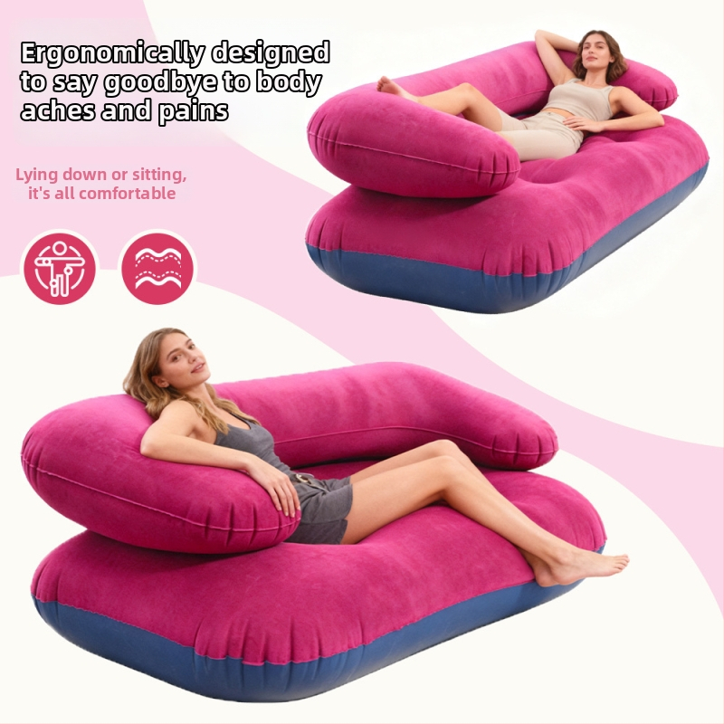 Vanjski napuhani kauč, U-oblik, s plišastim površinskim slojem, PVC materijal, model Y032, debljina 0.25–0.30 mm