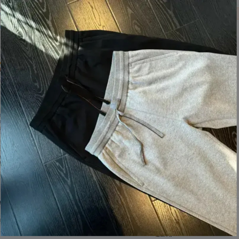 Pantaloni casual pentru bărbați, drepti, talie medie-înaltă, închidere cu șnur, amestec de in și poliester, micro-elastici, primăvară-toamnă