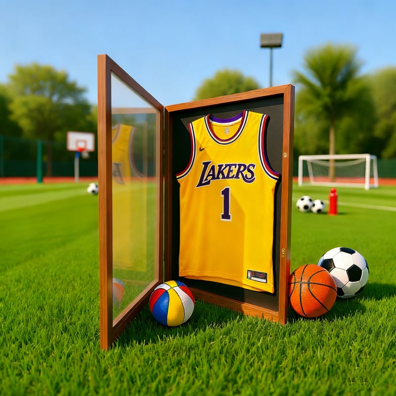 Pravokutni drveni okvir za sportske suvenire – okvir za izlaganje dresova nogometa i košarke