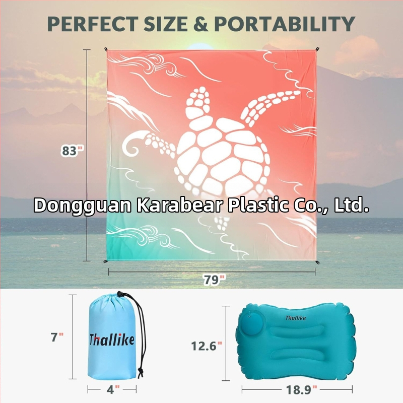 Nafukovací cestovný vankúš s ručnou pumpou, prenosný vonkajší kemping, bedrová opiera, nepremokavá podložka z PVC, 0.41 kg, vhodné pre až 4 osoby