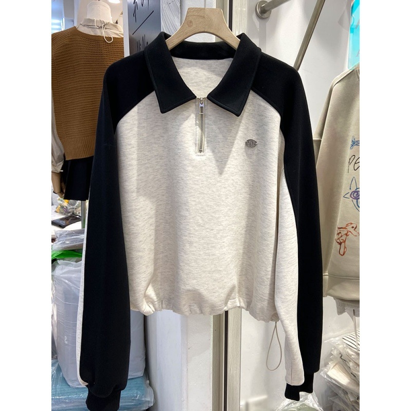 Plus-size džemper s kapuljom, flis unutrašnjost, polo ovratnik, oversize udoban stil