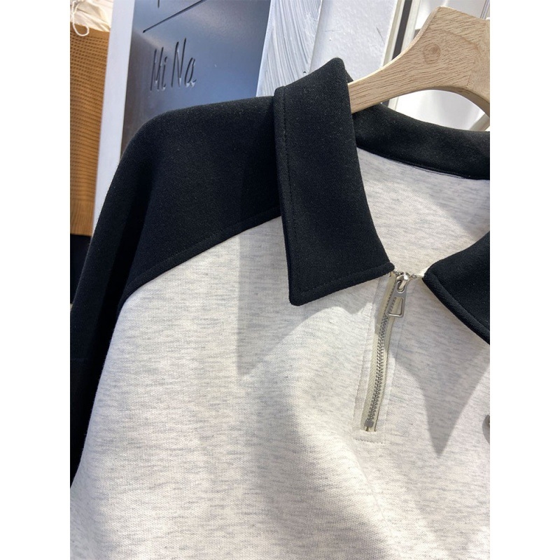 Plus-size džemper s kapuljom, flis unutrašnjost, polo ovratnik, oversize udoban stil