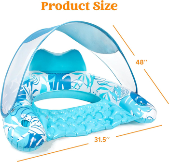 Napuhani plutajući red s U-oblikovanim sjedištem i tendom (Materijal: ekološki PVC; Šifra proizvoda: Cf-100; Stil: vodena sofa s tendom; Tip: napuhani plutajući red; Dizajn: U-oblik sjedišta s zaštitom od sunca)