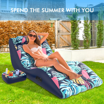 Naduvani S-oblik ležaj za odrasle; plivajući vodeni krevet s lišćem javora; ekološki PVC