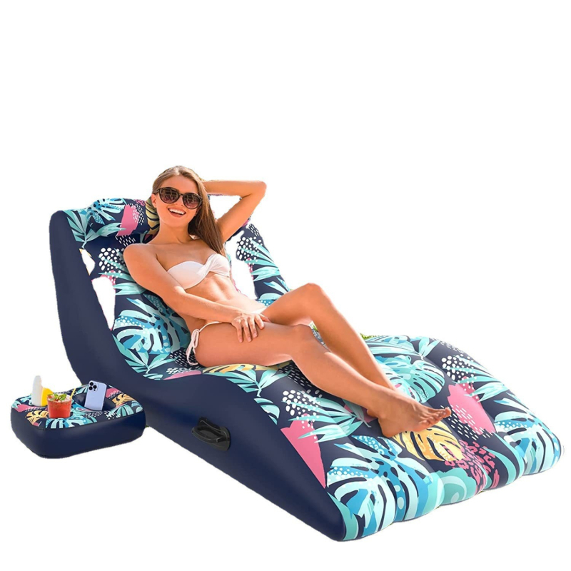 Naduvani S-oblik ležaj za odrasle; plivajući vodeni krevet s lišćem javora; ekološki PVC