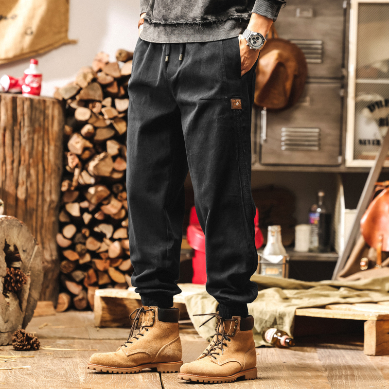 Мъжки панталони за работа и ежедневие, памук-еластан смес, средна талия, цип, прав крак, есен 2025