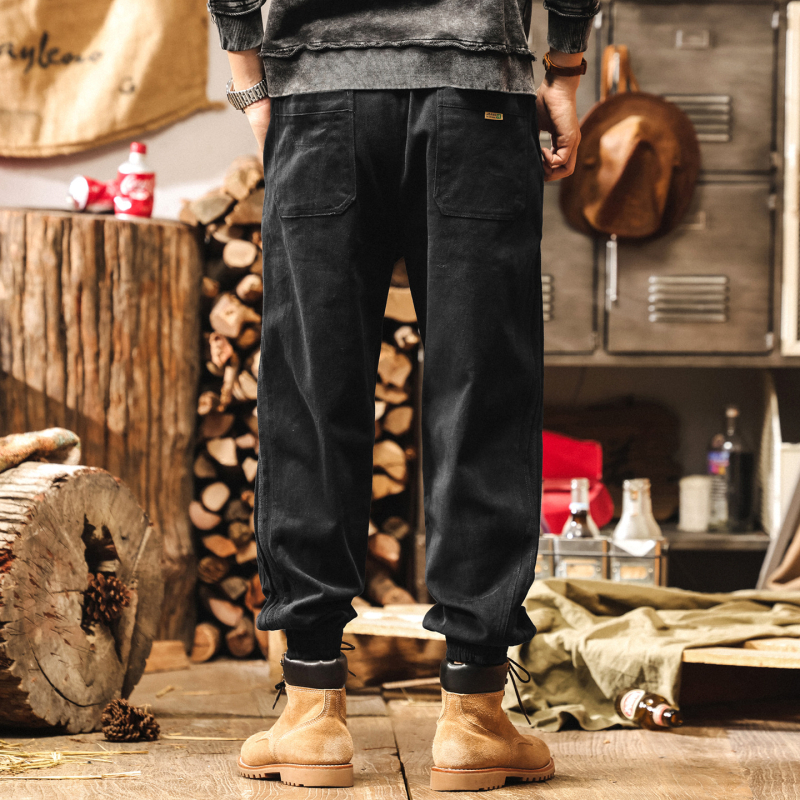 Мъжки панталони за работа и ежедневие, памук-еластан смес, средна талия, цип, прав крак, есен 2025