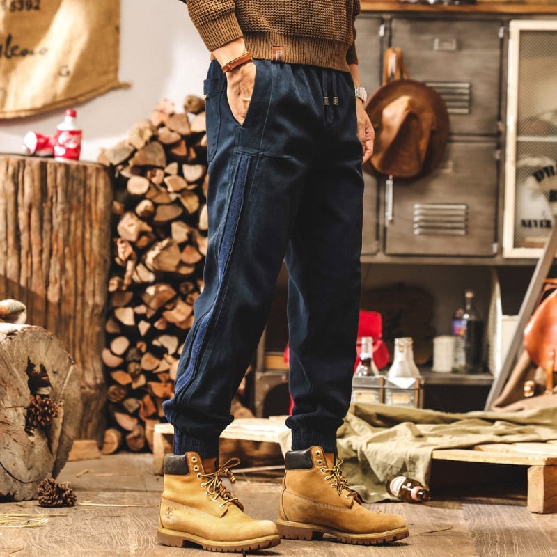 Мъжки панталони за работа и ежедневие, памук-еластан смес, средна талия, цип, прав крак, есен 2025