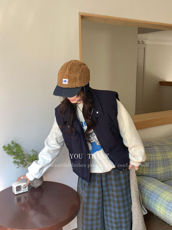 Худи с качулка от флийс, геометричен принт, свободен силует, кръгло деколте