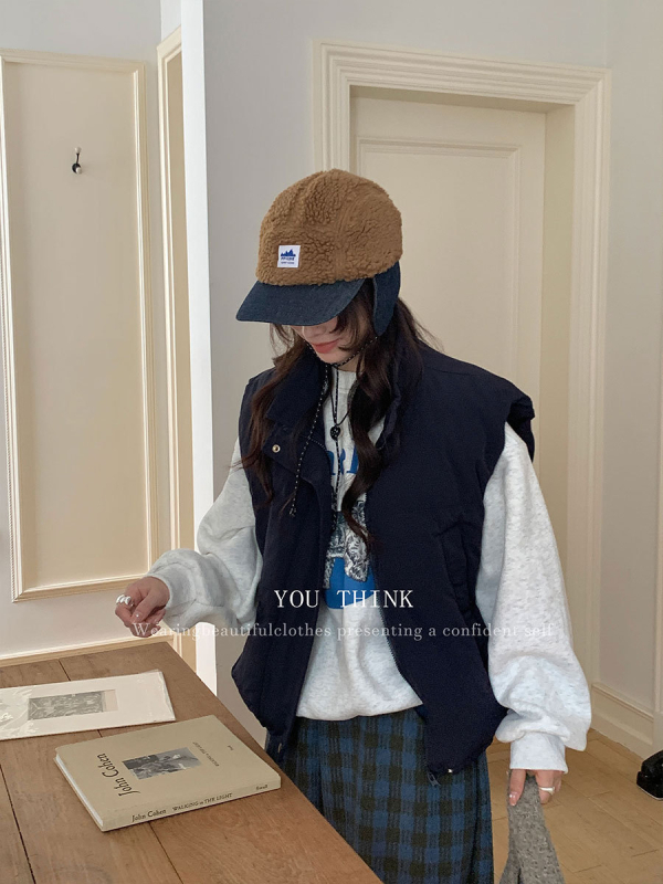 Худи с качулка от флийс, геометричен принт, свободен силует, кръгло деколте