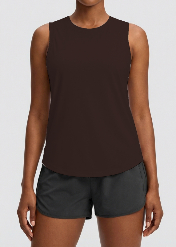 Ženski bez rukava sportski top – prozračan, brzo se suši, upija znoj; materijal: najlon; sastav: 75% najlon + 25% spandeks; pogodan za jogu, tenis i trčanje