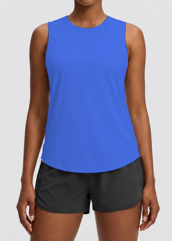 Ženski bez rukava sportski top – prozračan, brzo se suši, upija znoj; materijal: najlon; sastav: 75% najlon + 25% spandeks; pogodan za jogu, tenis i trčanje