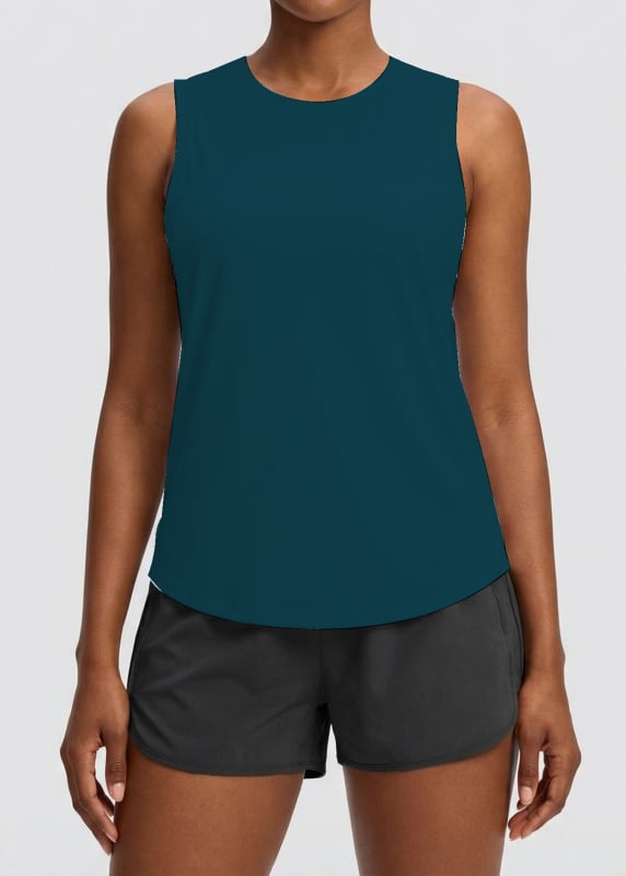 Ženski bez rukava sportski top – prozračan, brzo se suši, upija znoj; materijal: najlon; sastav: 75% najlon + 25% spandeks; pogodan za jogu, tenis i trčanje