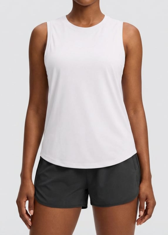 Ženski bez rukava sportski top – prozračan, brzo se suši, upija znoj; materijal: najlon; sastav: 75% najlon + 25% spandeks; pogodan za jogu, tenis i trčanje