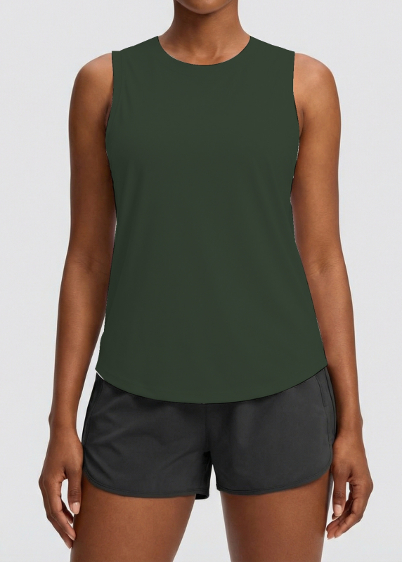 Ženski bez rukava sportski top – prozračan, brzo se suši, upija znoj; materijal: najlon; sastav: 75% najlon + 25% spandeks; pogodan za jogu, tenis i trčanje