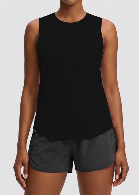 Ženski bez rukava sportski top – prozračan, brzo se suši, upija znoj; materijal: najlon; sastav: 75% najlon + 25% spandeks; pogodan za jogu, tenis i trčanje