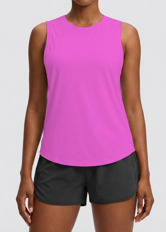 Ženski bez rukava sportski top – prozračan, brzo se suši, upija znoj; materijal: najlon; sastav: 75% najlon + 25% spandeks; pogodan za jogu, tenis i trčanje