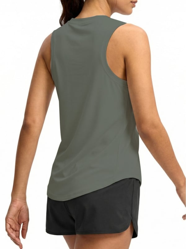 Ženski bez rukava sportski top – prozračan, brzo se suši, upija znoj; materijal: najlon; sastav: 75% najlon + 25% spandeks; pogodan za jogu, tenis i trčanje