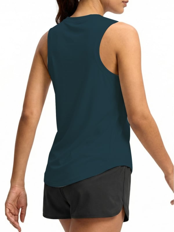 Ženski bez rukava sportski top – prozračan, brzo se suši, upija znoj; materijal: najlon; sastav: 75% najlon + 25% spandeks; pogodan za jogu, tenis i trčanje