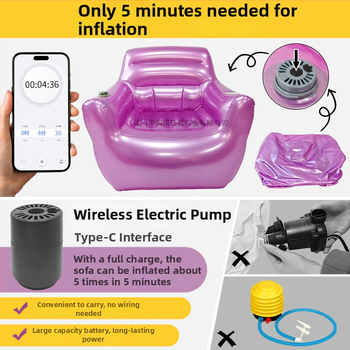 Naduvani kauč s ugrađenom električnom pumpom, PVC materijal, prijenosni i sklopivi jednosed, za odrasle