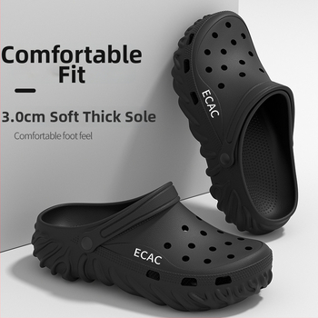 Sandale cu vârf închis, Unisex, EVA pe partea superioară și talpă, Antiderapante, Grosime talpă 2–3 cm, Stil Baotou