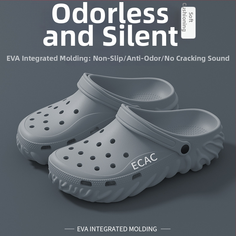 Sandale cu vârf închis, Unisex, EVA pe partea superioară și talpă, Antiderapante, Grosime talpă 2–3 cm, Stil Baotou