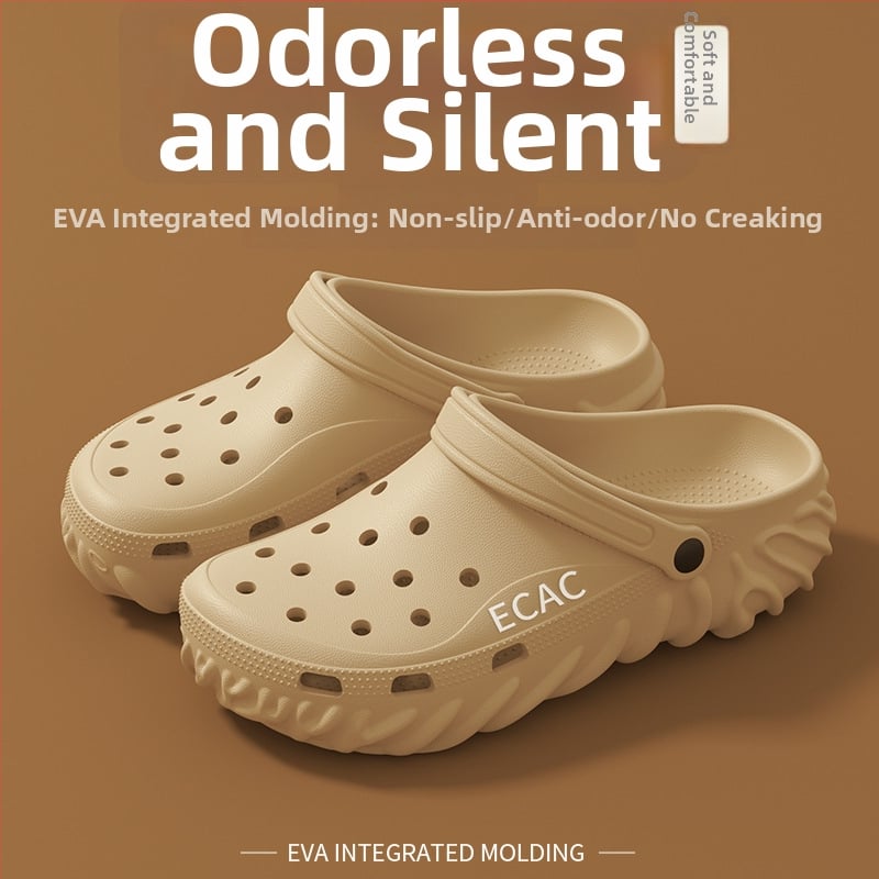 Sandale cu vârf închis, Unisex, EVA pe partea superioară și talpă, Antiderapante, Grosime talpă 2–3 cm, Stil Baotou