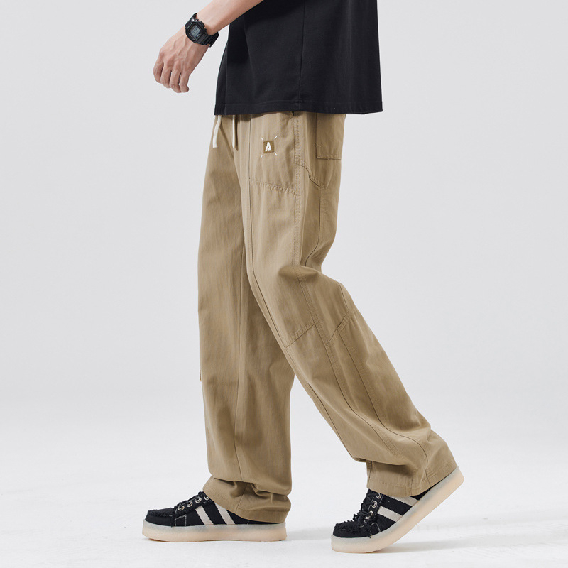 Muške casual hlače za posao od Lyocell-linen smjese, slobodan kroj, srednji pojas, s remenom, ravne nogavice, ljeto 2025