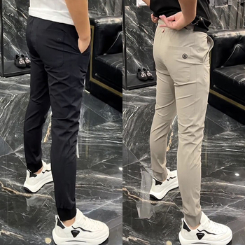 Muške sportske casual hlače, brzo sušeće, slim-fit, cropped dužine s manžetom, prozračni rastezljivi materijal