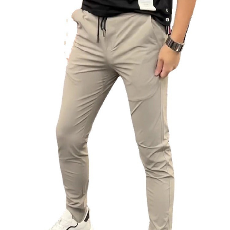 Muške sportske casual hlače, brzo sušeće, slim-fit, cropped dužine s manžetom, prozračni rastezljivi materijal