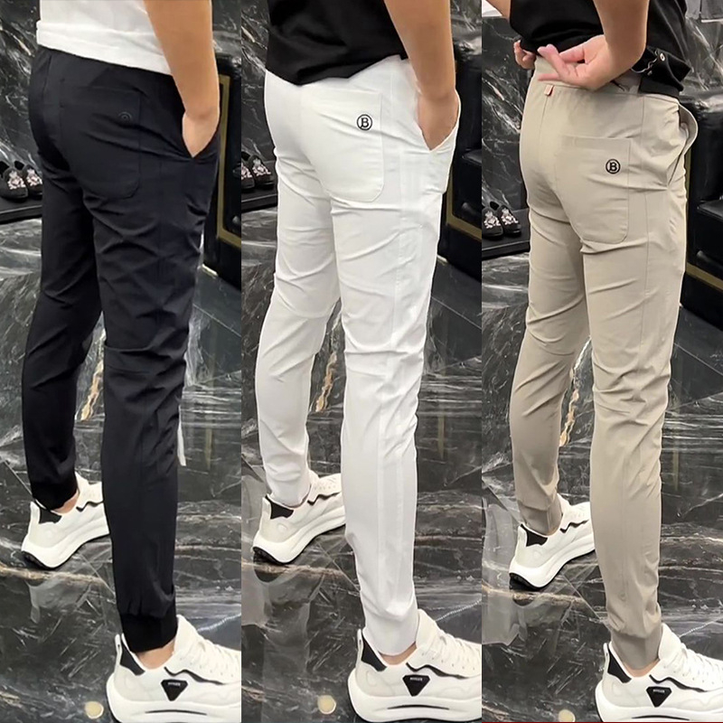 Muške sportske casual hlače, brzo sušeće, slim-fit, cropped dužine s manžetom, prozračni rastezljivi materijal