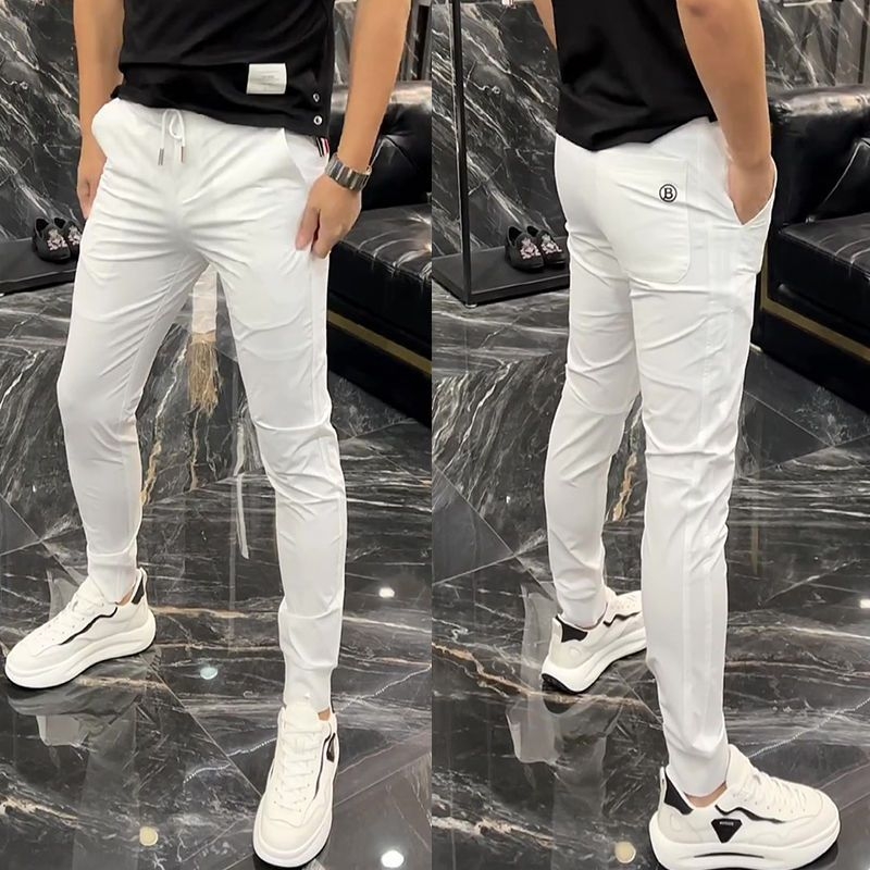 Muške sportske casual hlače, brzo sušeće, slim-fit, cropped dužine s manžetom, prozračni rastezljivi materijal