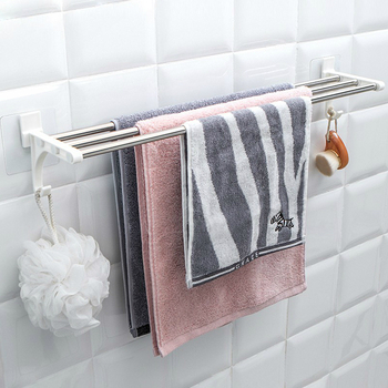 Safebet Držač za ručnike – montaža bez bušenja, držač ručnika i ormarić za kupaonicu, od nehrđajućeg čelika i PP, dizajn s 2 ili 3 šipke