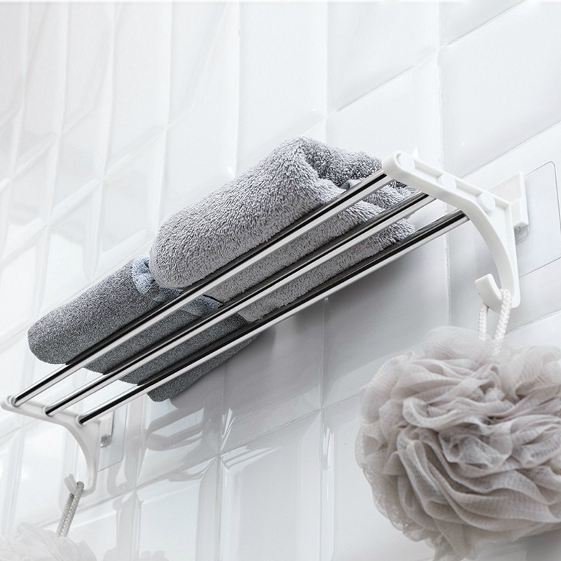 Safebet Držač za ručnike – montaža bez bušenja, držač ručnika i ormarić za kupaonicu, od nehrđajućeg čelika i PP, dizajn s 2 ili 3 šipke