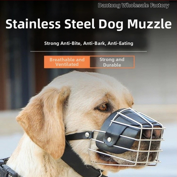 Kovová maska na psa s funkciou proti uhryznutiu a štekaniu; univerzálna veľkosť pre psy; umožňuje pitie vody.