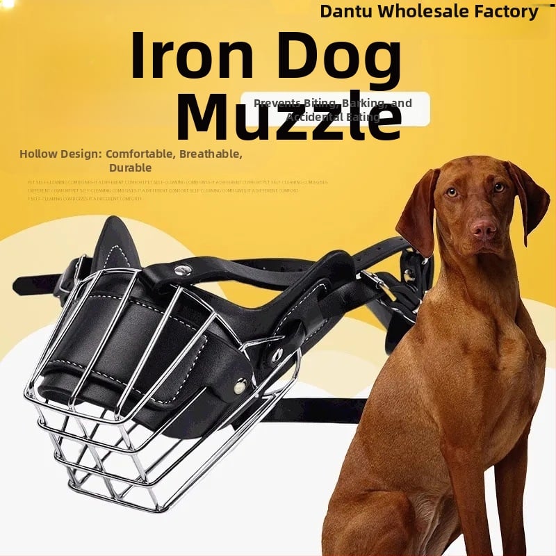 Kovová maska na psa s funkciou proti uhryznutiu a štekaniu; univerzálna veľkosť pre psy; umožňuje pitie vody.