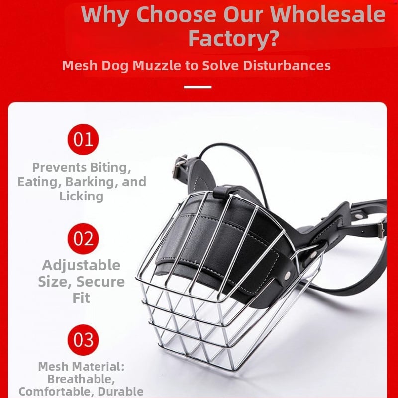 Kovová maska na psa s funkciou proti uhryznutiu a štekaniu; univerzálna veľkosť pre psy; umožňuje pitie vody.