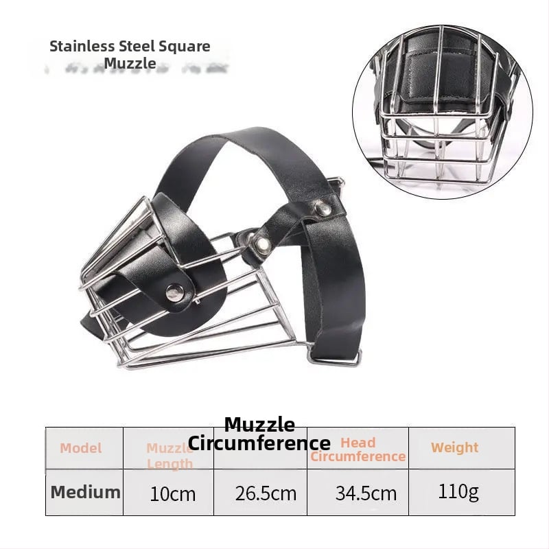 Kovová maska na psa s funkciou proti uhryznutiu a štekaniu; univerzálna veľkosť pre psy; umožňuje pitie vody.