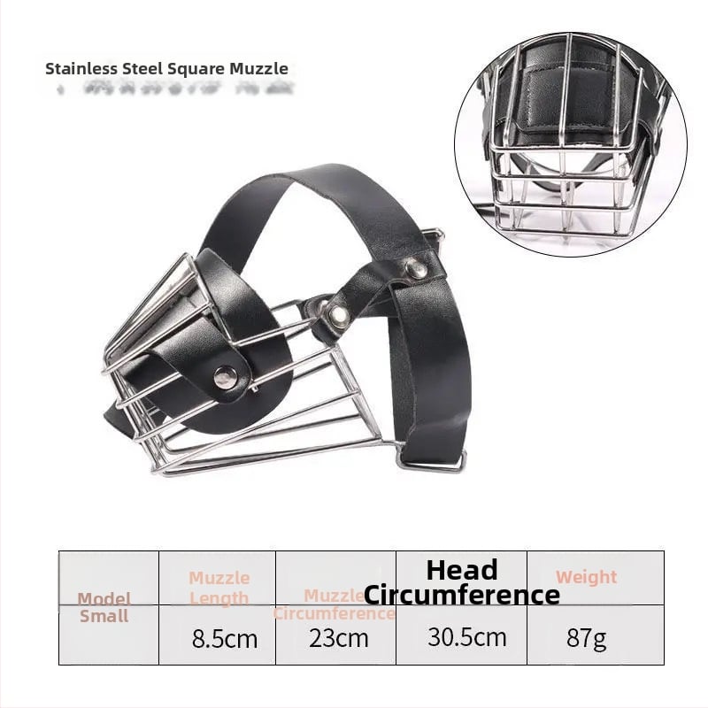 Kovová maska na psa s funkciou proti uhryznutiu a štekaniu; univerzálna veľkosť pre psy; umožňuje pitie vody.