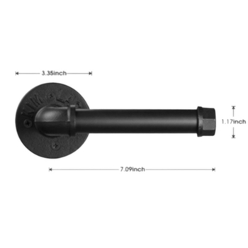 Gefengte držač za toaletni papir s dizajnom metalnog cijevi, retro-industrijski stil — dvodijelni set, metal, završna obrada: pečeni lak