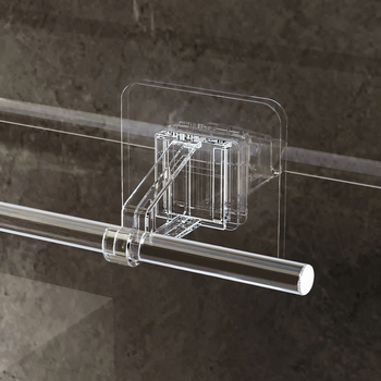 Držač ručnika za kupaonicu s dvostrukom šipkom, bez bušenja, prozirni akril, moderni minimalistički dizajn, nosivost 25 kg, 1 sloj