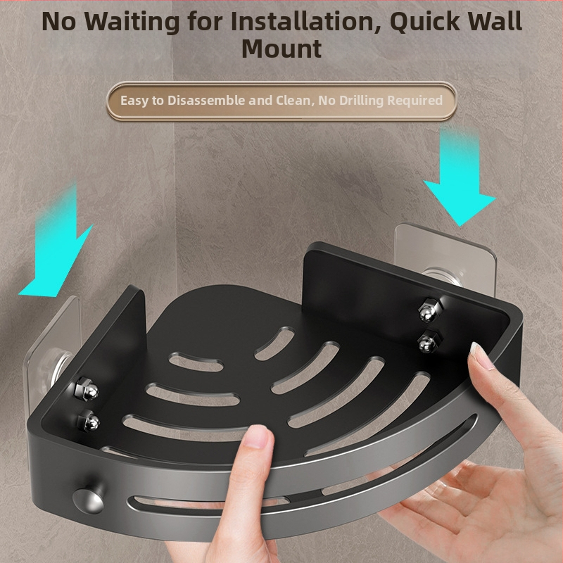 Kupaonski stalak s usisnim držačem, kutni trokutasti zidni organizator, plast, završna lakirana površina, 1 sloj, model 222, nosivost 10