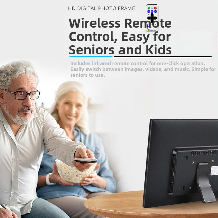 Digitálny rám na fotografie – rozlíšenie 1280x800, pomer strán 16:9, podpora SD/USB/TF, formáty BMP/JPEG/PNG/JPG/GIF, prehrávanie hudby a videa