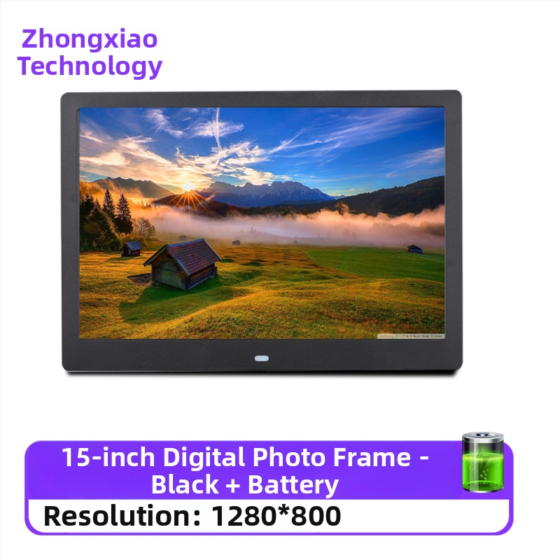 Digitálny rám na fotografie – rozlíšenie 1280x800, pomer strán 16:9, podpora SD/USB/TF, formáty BMP/JPEG/PNG/JPG/GIF, prehrávanie hudby a videa