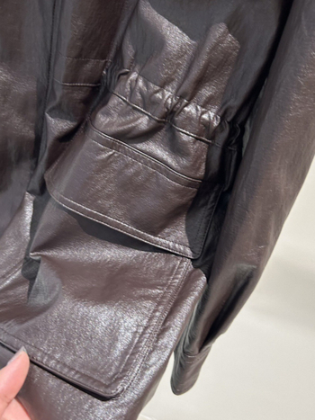 Ženska PU kožna jakna s reverom, srednja duljina, front zip, umjetni krzneni ovratnik, retro stil
