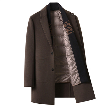 Ανδρικό παλτό από μαλλί-μίγμα, 70% μαλλί / 25% πολυεστέρας / 5% άλλα νήματα; επένδυση πολυεστέρα; γιακά σακάκι; μονόπερτο κούμπωμα; ευρύχωρη γραμμή