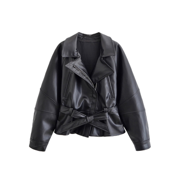 Ženska jakna od PU imitacije kože, windbreaker stil, zatvaranje na zip, jesen 2025